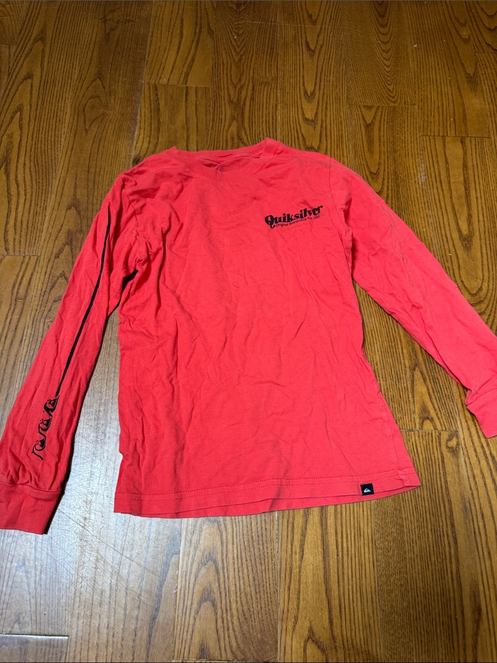 Quiksilver Men’s Long Sleeve Crewneck Shirt - Coral Red
